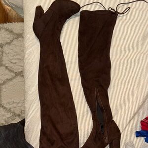Brown Over-the-Knee Suede Boots